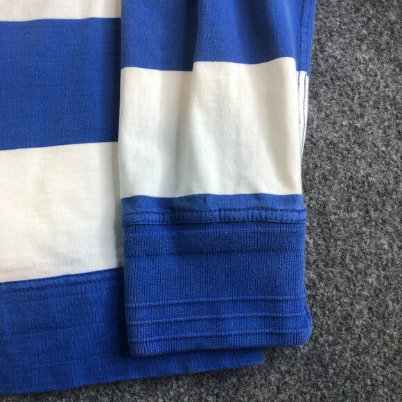 Crew Clothing Company Rugby Shirt Men XL Blue White Stripe Long Sleeve Polo - Picture 9 of 10